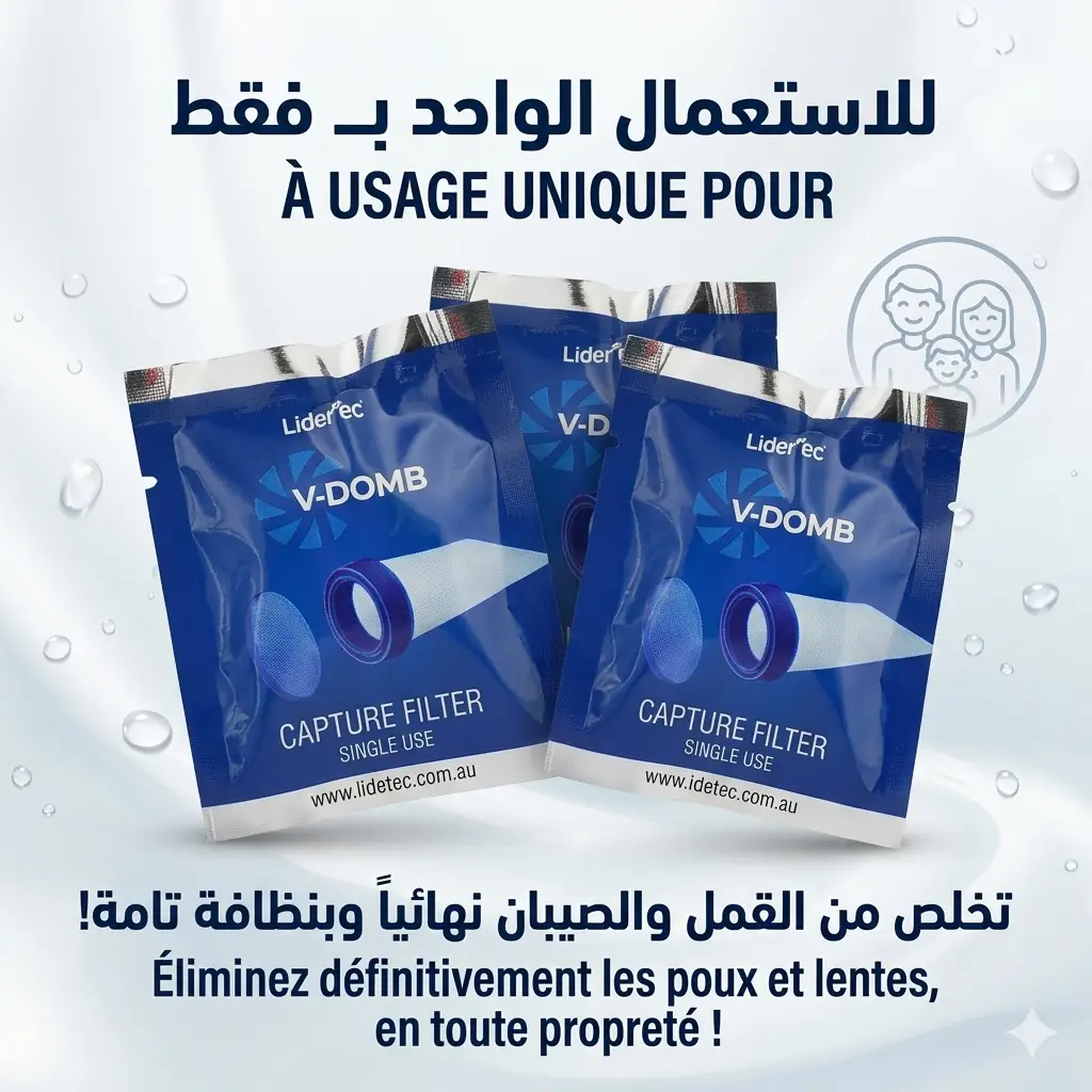 طقم 8 فلاتر أصلية للاستعمال الواحد، باللونين الأبيض والأزرق – نظافة مضمونة وحماية فعّالة من القمل والصيبان ! ب120 ألف فقط (1200 دج)